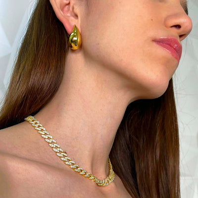 Arete Gota Dorada Baño de Oro 14k